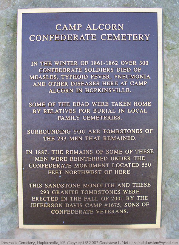 Marker at Camp Alcorn Confederate Cemetery
