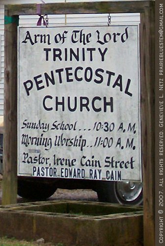 Arm of the Lord Trinity Pentecostal Church sign in Fairview KY