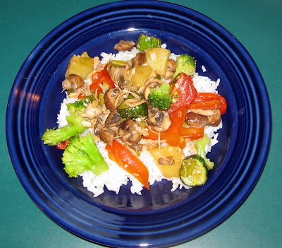 Thai Sweet and Sour Stir Fry with Shredded Chicken and Veggies