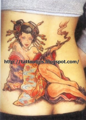 sexy chinese girl photo tattoo on back