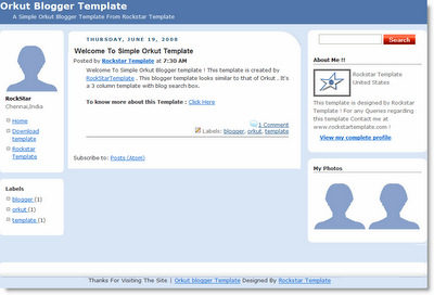 Orkut Blogger Template - 3 Column Blogspot Template