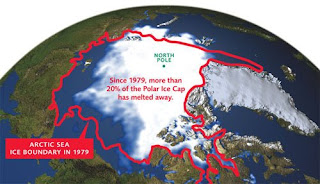 Melting northern polar ice cap