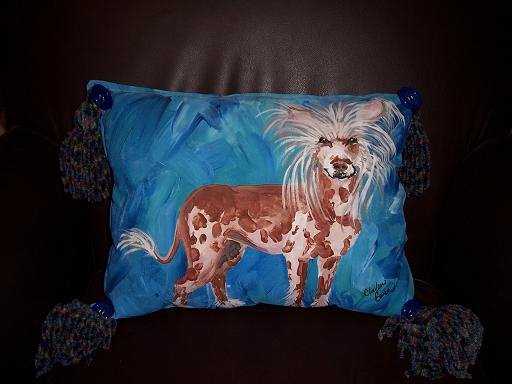 Chinese Crested Canvas Pillow