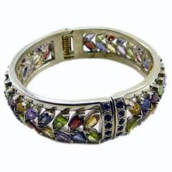 Multi Color Sterling Silver Cuff Bracelet