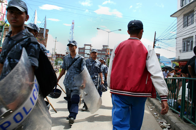 police retaining a strike, Kathmandu, Nepal