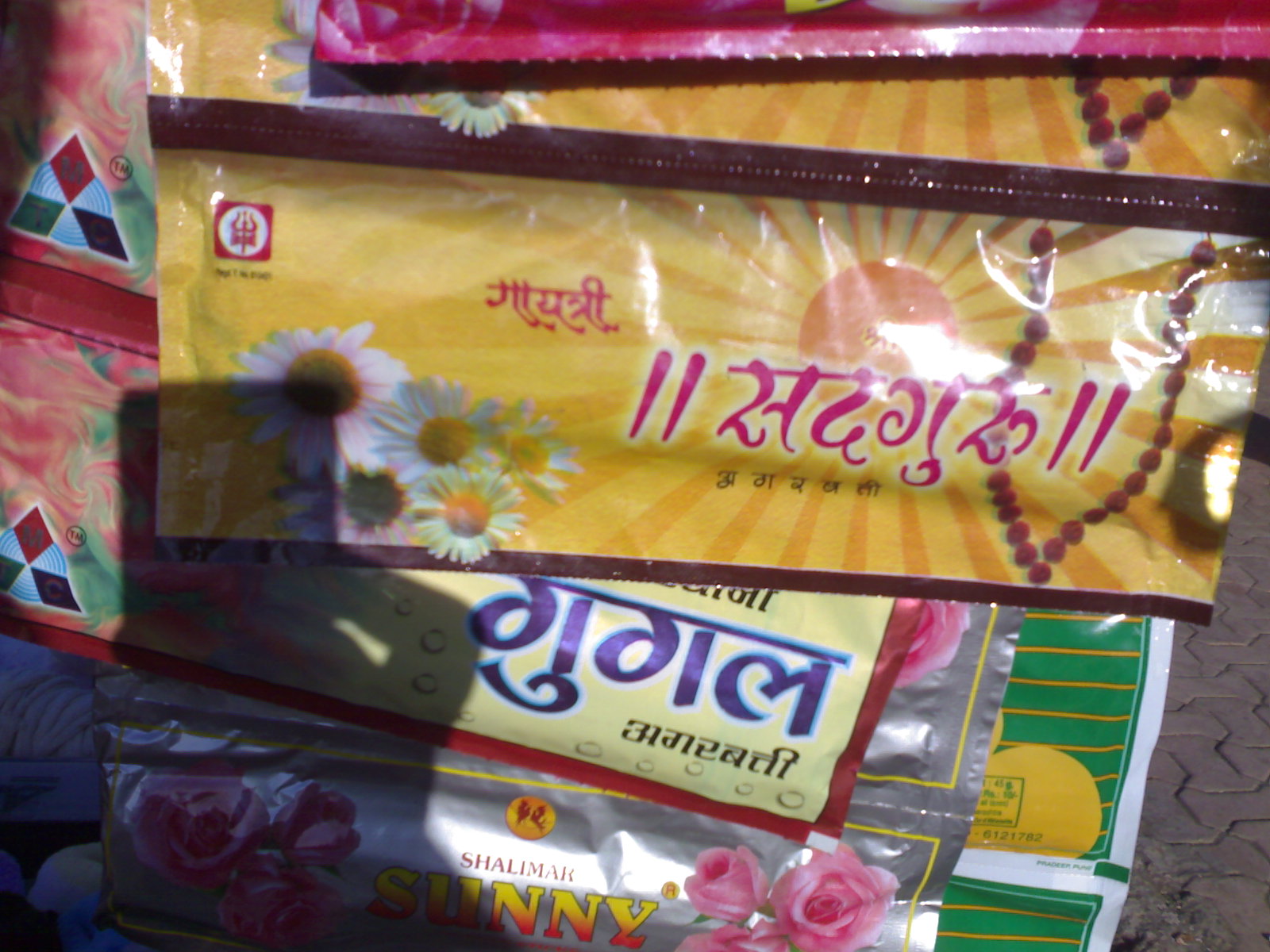 A road side stall selling Indian incense stick, locally branded as Google in Hindi