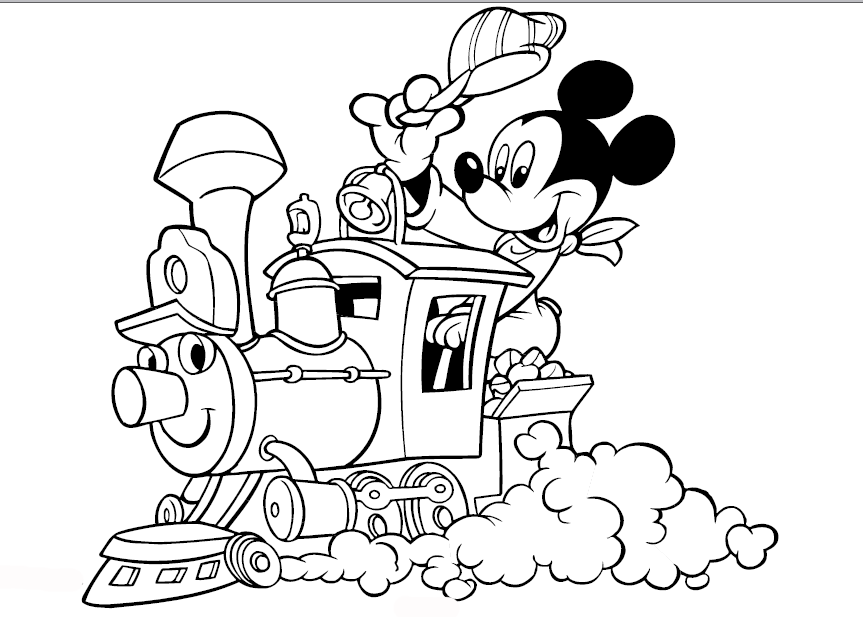 Mickey mouse en el tren para pintar 