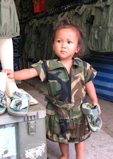 Young model for military clothes