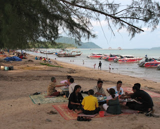 Locals eating at Rawai beach