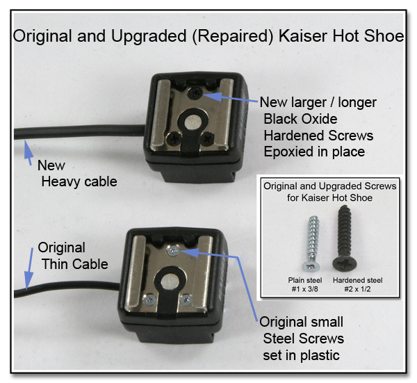 HS1002: Original and Upgraded (Repaired) Kaiser Hot Shoe