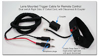 LT1010: Lens Mounted Trigger Cable - Dual Switch, Dual Coiled 6 foot Cable with RJ11 Disconnect