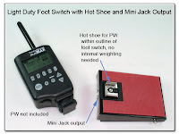 LT1020: Light Duty Foot Switch with Mini Jack Output and Hot Shoe (within edges of Foot Switch)