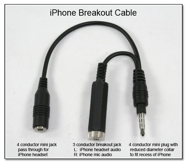 CP1039: iPhone Breakout Cable - 3 Conductor Breakout Jack for Headset Audio and Mic Audio