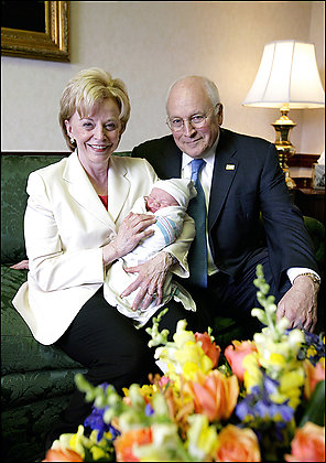 Lynne and Dick Cheney with their newest grandchild (White House photo)