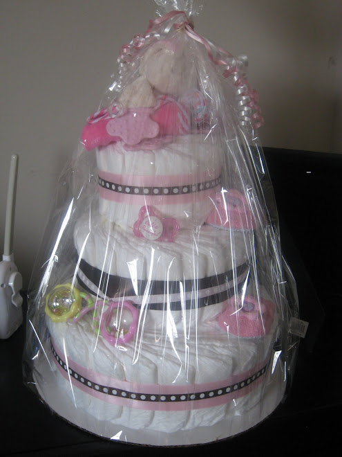 Baby Girl 3 Tier Diaper Cake w/ baby items