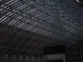 St Pancras with a ghostly tower looming behind the roof