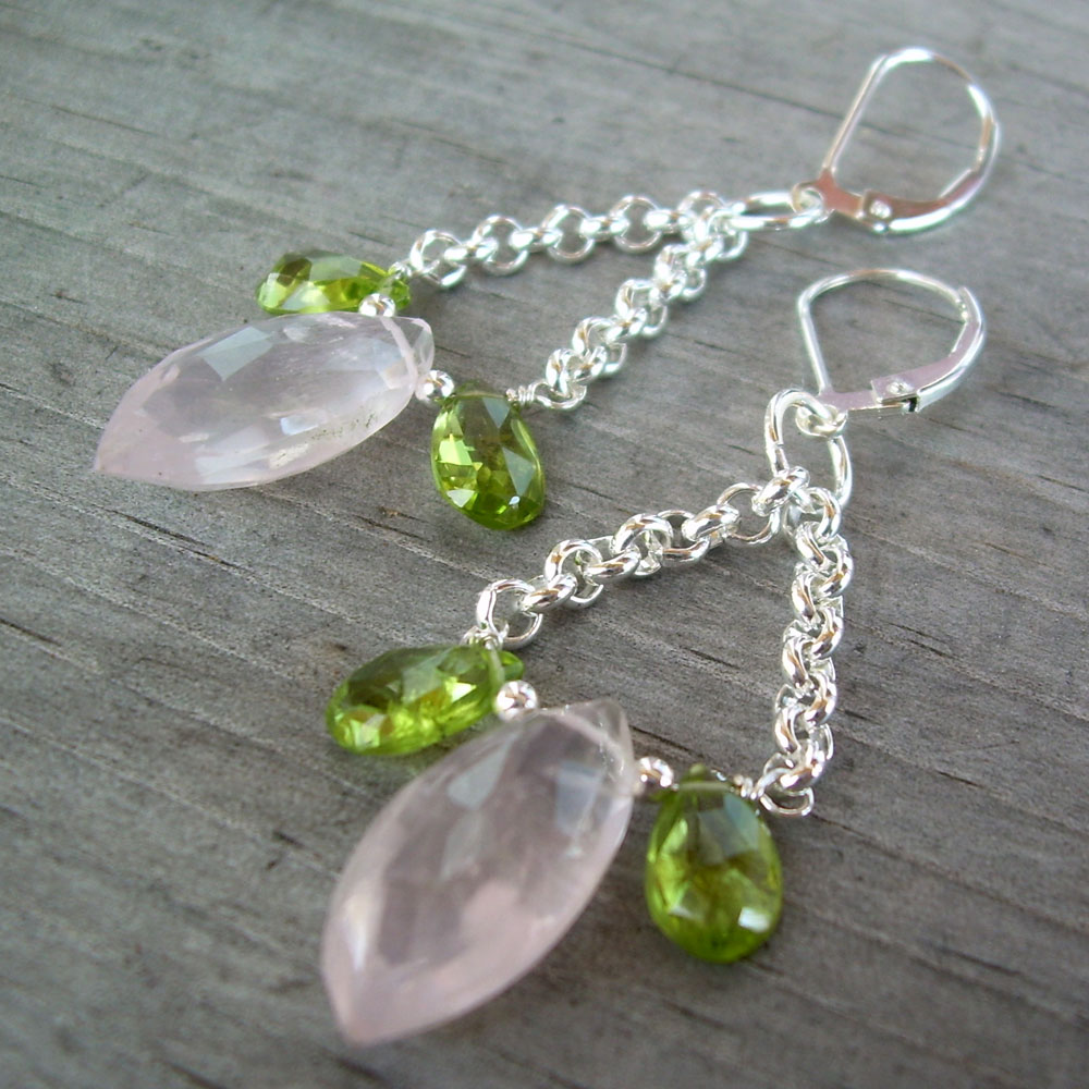 pink green earrings