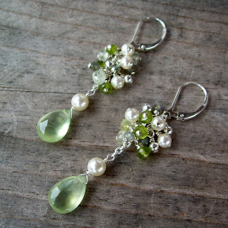 green bridal earrings