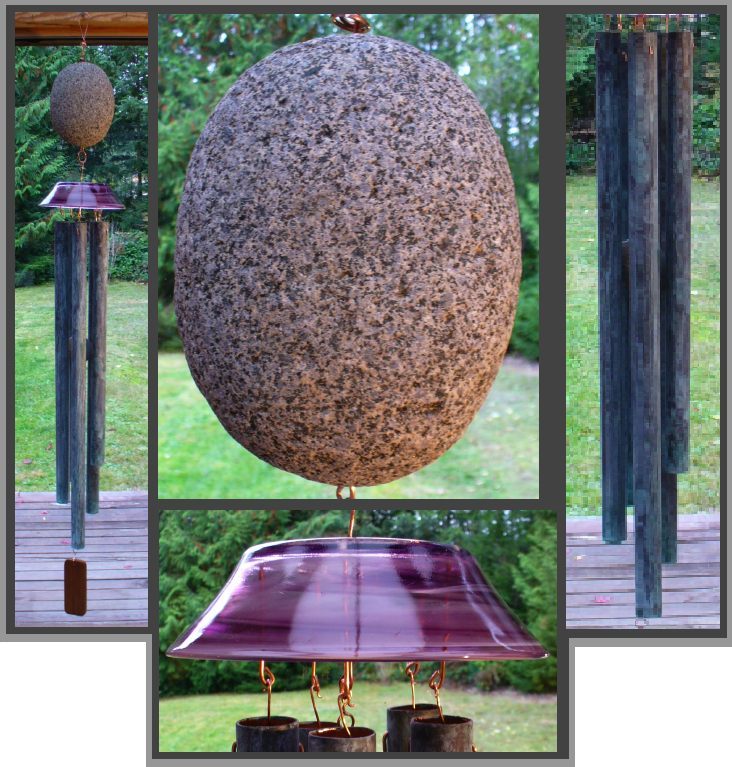 art windchime, stone, glass, copper, Tim Kline