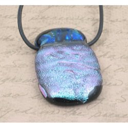 blue patterned dichroic glass pendant