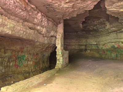 Cliff Cave County Park, in Oakville, Missouri, USA - interior of Cliff Cave