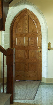 Saint Ignatius of Loyola Roman Catholic Church, in Concord Hill, Missouri, USA - door in narthex
