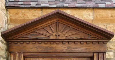 Assumption Roman Catholic Church, in New Haven, Missouri, USA - side door detail