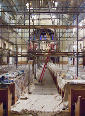 Saint John the Baptist Roman Catholic Church, in Saint Louis, Missouri, USA - nave undergoing restoration