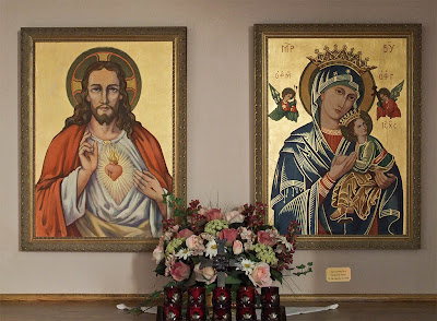 Saint Joseph Roman Catholic Church in Neier, Missouri, USA -  Icons of Jesus and Mary