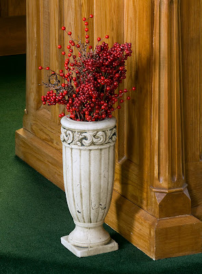 Saint James Roman Catholic Church, in Catawissa, Missouri, USA - red berries