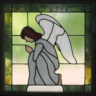 Saint James Roman Catholic Church, in Catawissa, Missouri, USA - stained glass window of angel