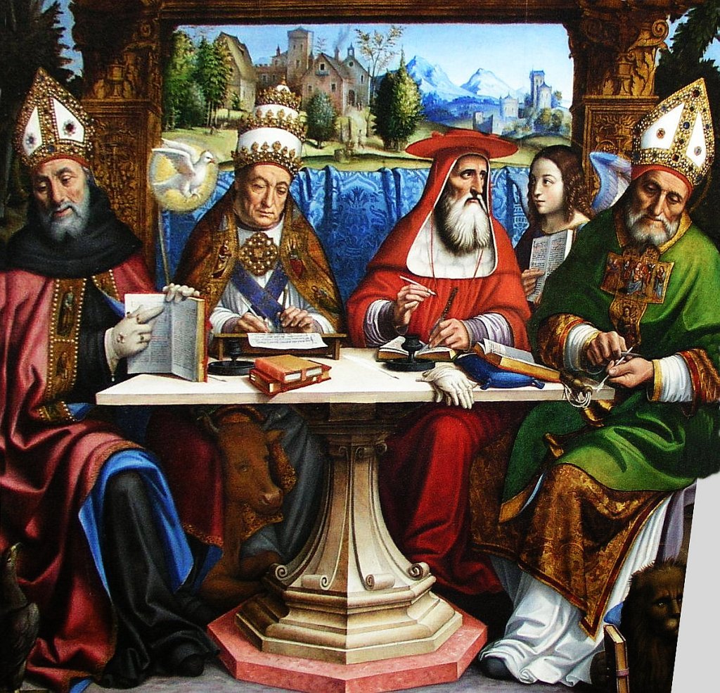 [Ss+Gregório+Magno(Papa)+Ambrósio+(cardeal),+Agostinho+e+Jerônimo+bispos.jpg]