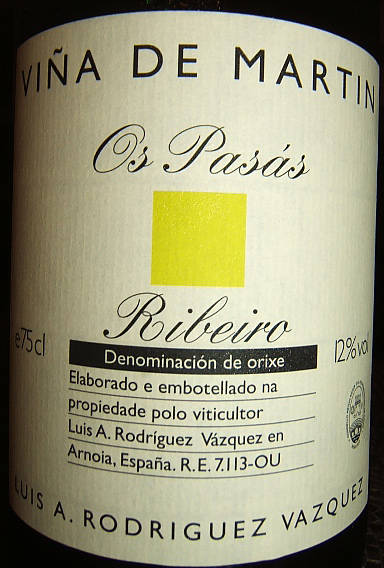 Etiqueta de Viña de Martín Os Pasás 2005, D.O. Ribeiro