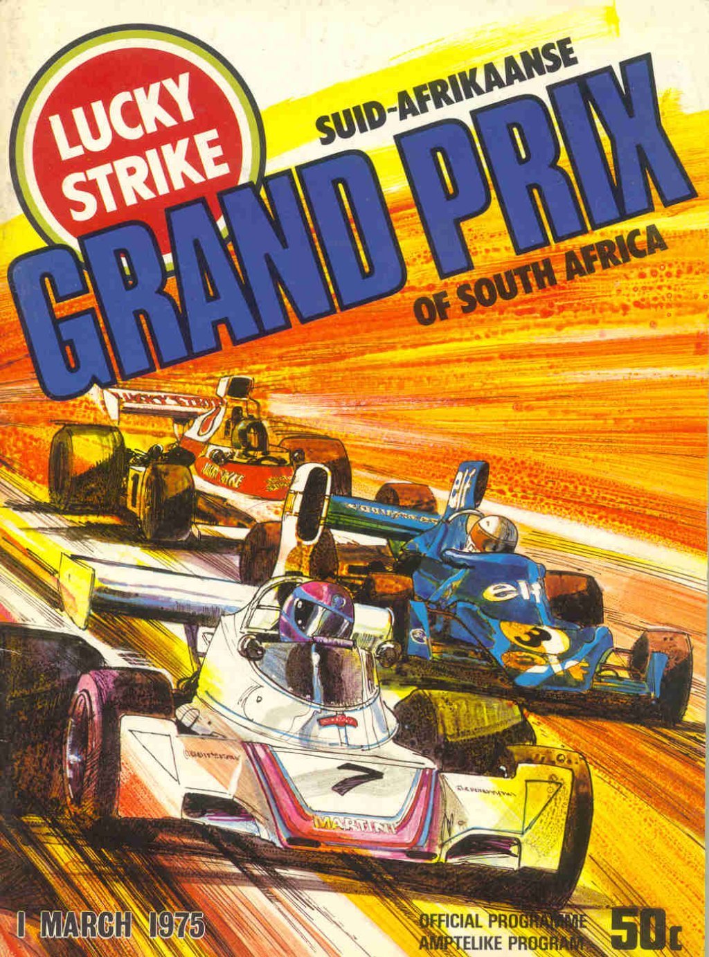 Capa do programa oficial do GP sulafricano de 1975