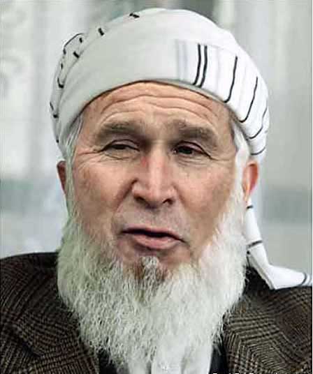 President George Bush dressing up as a muslim