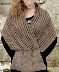 Ruth Cross Hand Knitted Wrap With Muffler Pocket