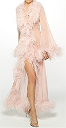 Silk chiffon and feather Marlene Dietrich robe