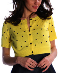 yellow dotted cropped cardigan