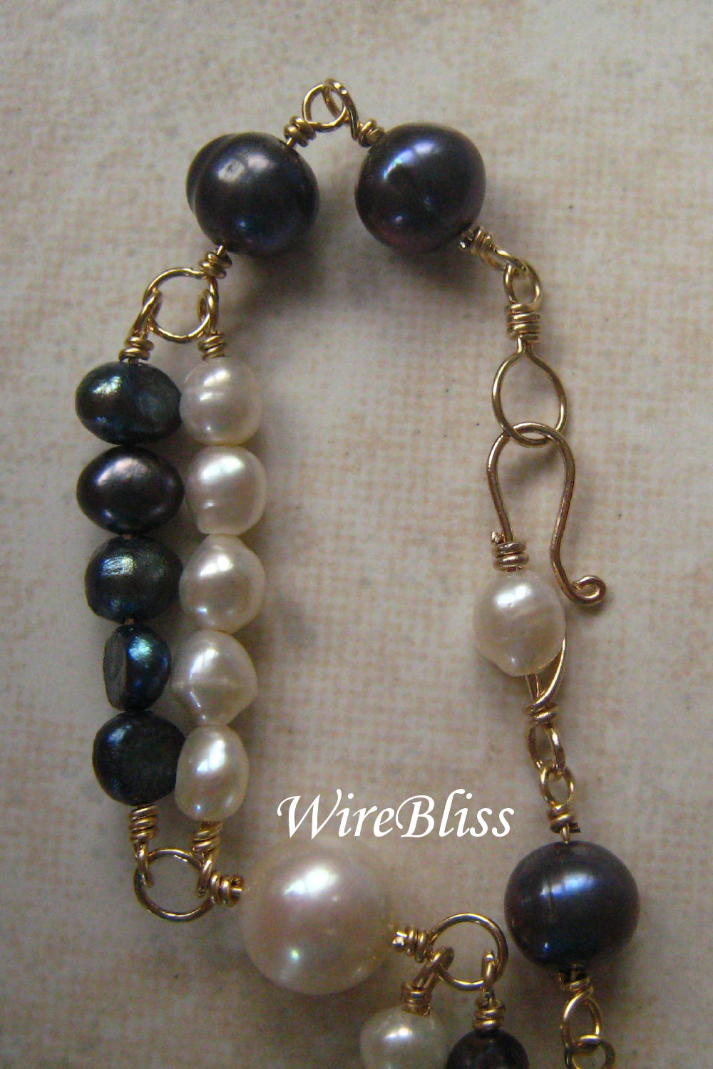 wire wrapped pearl bracelet