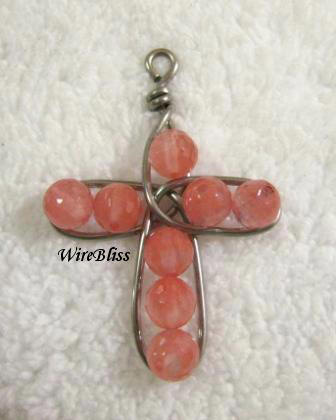 wire cross with cherry quartz