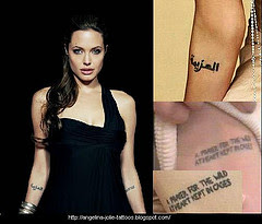 image of Angelina Jolie tattoo signs
