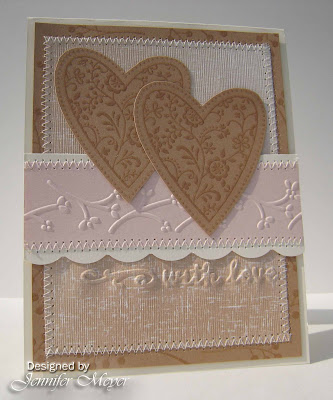 My fist card card was made using the NEW Cuttlebug embossing folder "Just My 