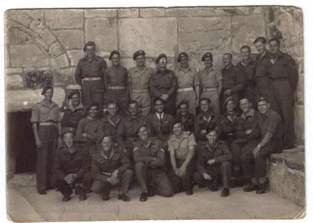 [6.+Cpl.+Jim+McGuinness+and+pals,+outside+Church+of+the+Nativity,+Bethlehem,+25.11.1945.JPG]