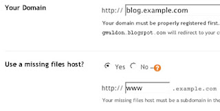 Настройки домена в зарубежной админке Blogger