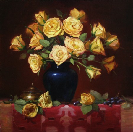 [Yellow+Roses+in+Cobalt+Vase+with+Rug+-+Elizabeth+Pruitt.jpg]