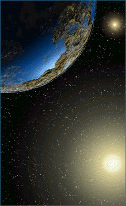 Ilustración de un planeta en el sistema Alpha Centauri