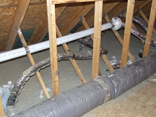 picture of cellulose insulation in attic