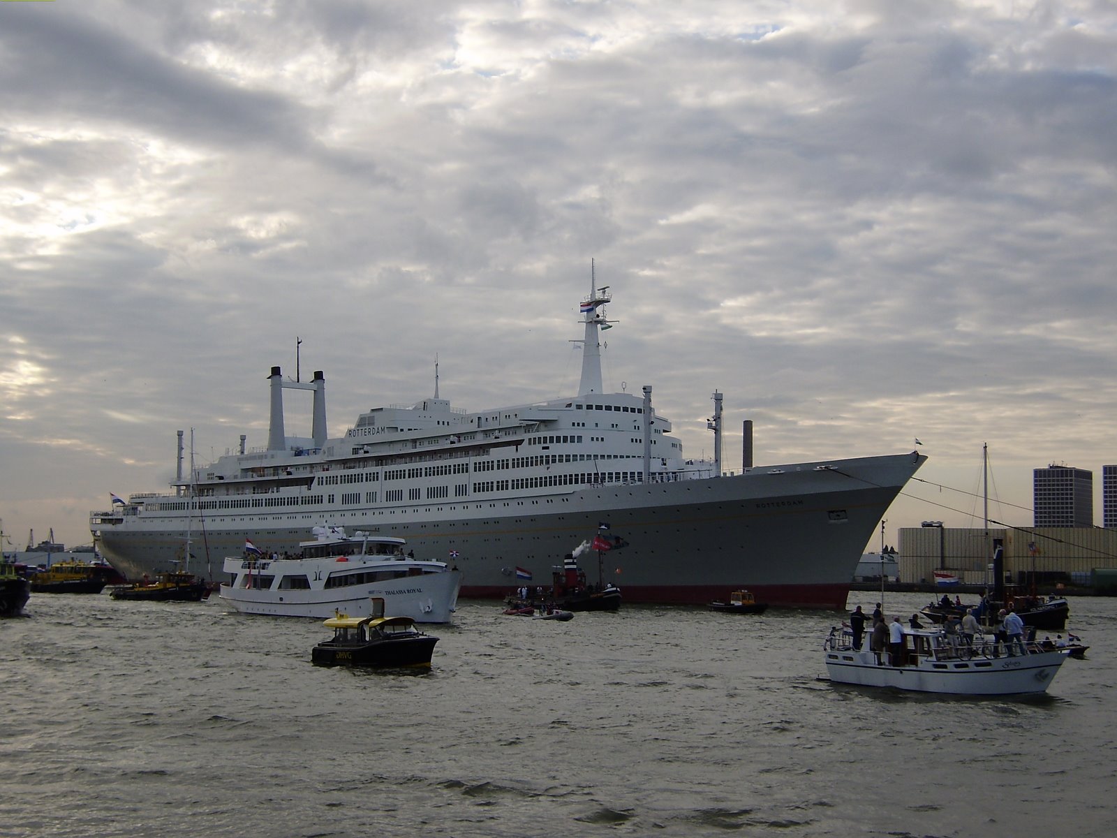 The SS Rotterdam seen arriving in Rotterdam