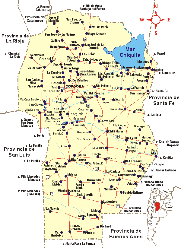 Mapa de la Pcia de Córdoba