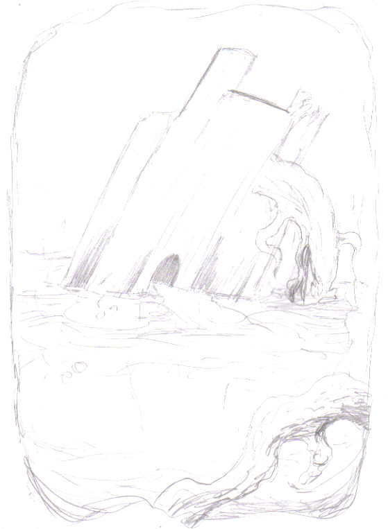 The first sketch of a ruined temple in the swamp